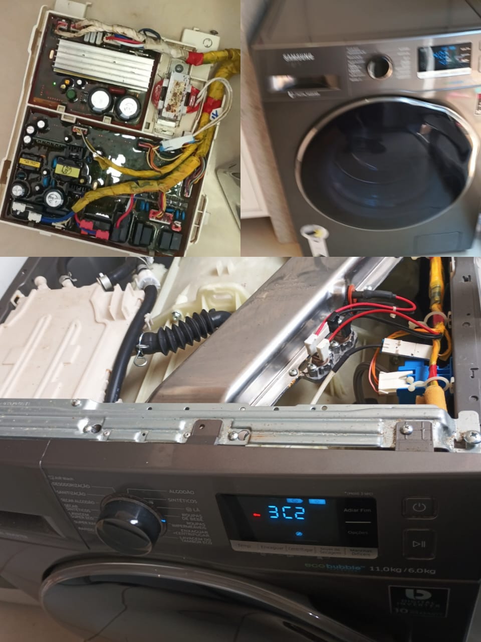 Manutenção em placa eletrônica de lava e seca